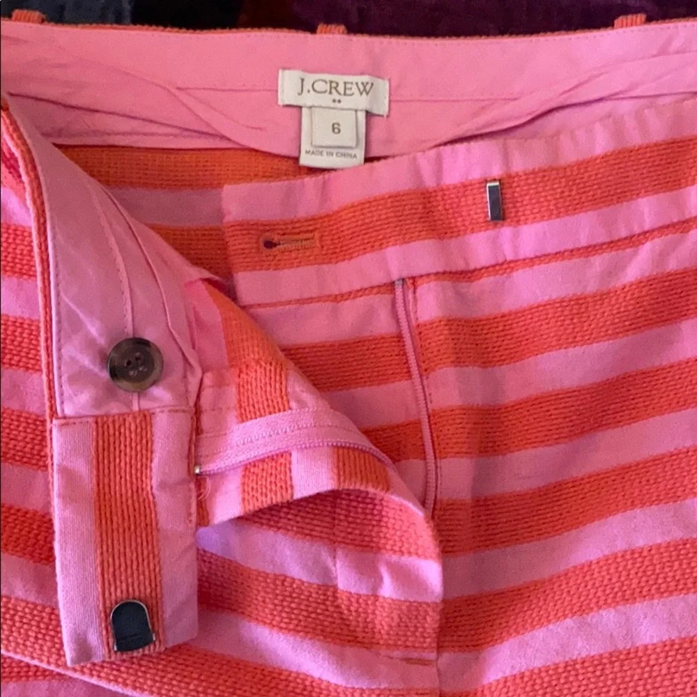 J. Crew pink and orange textured stripe mini skirt size 6